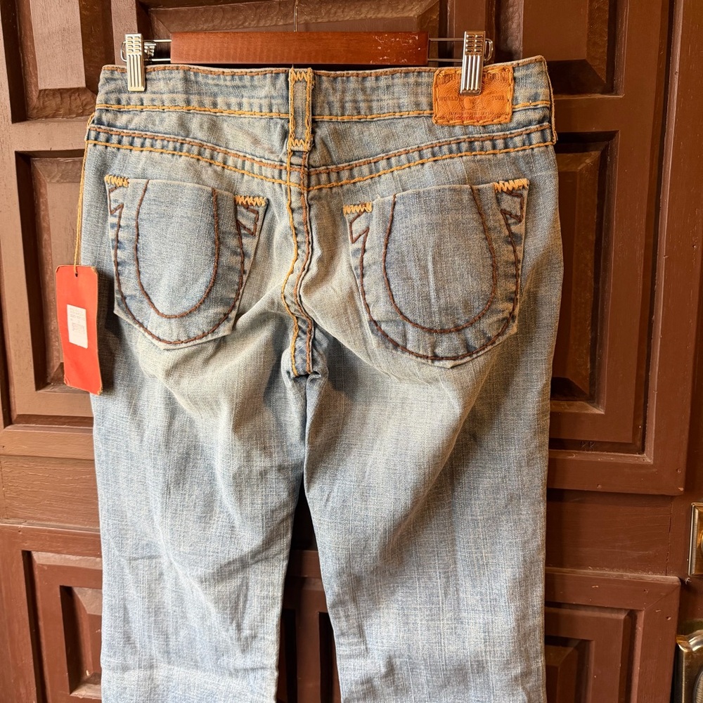 Y2K NWT True Religion Light Blue Women's Flare Jeans Bobby Heritage